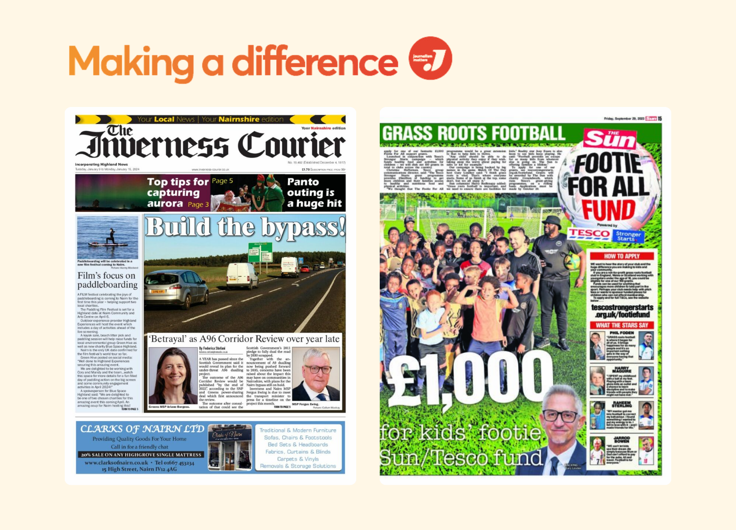 The Sun and The Inverness Courier Win This Year’s Making A Difference Award